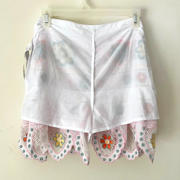 ZARA Embroidered Cotton Floral Tiered Mini Skirt, Skort, Size S - Picture 12 of 16